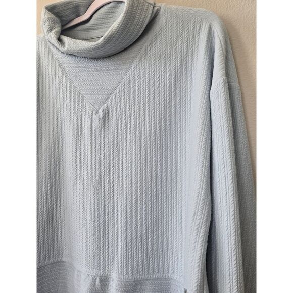 Tahari Sport Blue Ribbed Cowl Neck Pullover L Cozy Layered Knit Sweater Athletic - Picture 4 of 8